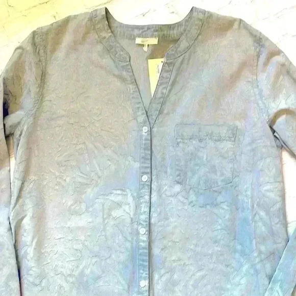 Mystree light blue waterfall, button-down top - Picture 2 of 5